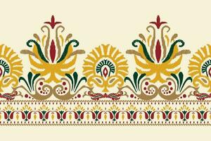 Ikat floral paisley embroidery on white background.Ikat ethnic oriental pattern traditional.Aztec style abstract vector illustration.design for texture,fabric,clothing,wrapping,decoration,sarong,scarf