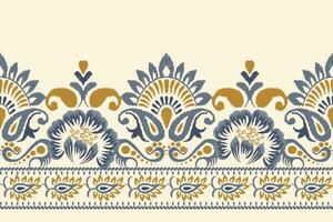 ikat floral cachemir bordado en crema fondo.ikat étnico oriental modelo tradicional.azteca estilo resumen vector ilustración.diseño para textura,tela,ropa,envoltura,decoración,pareo,bufanda