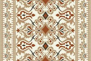 ikat floral cachemir bordado en blanco fondo.ikat étnico oriental modelo tradicional.azteca estilo resumen vector ilustración.diseño para textura,tela,ropa,envoltura,decoración,bufanda,alfombra