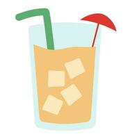 Ice orange juice decorate with a small umbrella summer vector