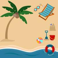 Beach summer with element vector