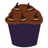 halloween cupcake witch hat vector