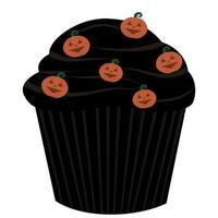 halloween cupcake pumpkin vector