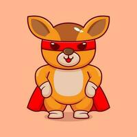 Vector cute baby deer super hero cartoon vector icon illustration