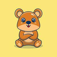 Vector cute teddy bear cartoon sitting