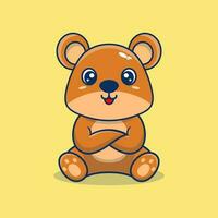 Vector cute teddy bear cartoon sitting