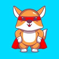 Vector cute fox super hero cartoon vector icon illustration