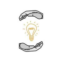 Hand holding Light bulb Global Internet connection. Business global internet connection application technology and digital marketing, Financial and banking, Digital link tech. vector