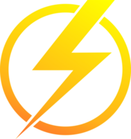 Electric power high voltage circle icon sign symbol gradient yellow orange transparent background png