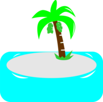 Beach illustration, little island with coconut tree transparent background png