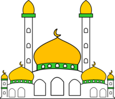 branco mesquita ícone com ouro cúpulas e minaretes logotipo símbolo sinal, masjid ícone transparente fundo png