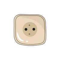 Socket doodle illustration isolated in old style cartoon beige color. Electricity adapter concepts. vector