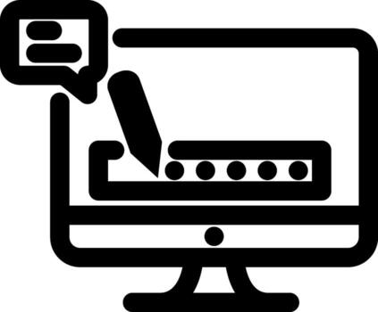 Line art illustration of Write message or comment from Computer icon. vector