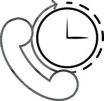 24 hours call service icon in black line art. vector