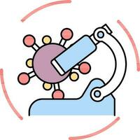 virus buscando microscopio vistoso icono para investigación centro. vector