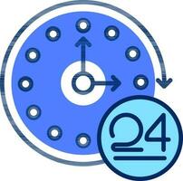 24 hours customer service icon in blue and white color. vector