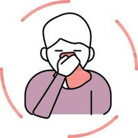 Vector illustration of Man mouth cover with napkin.