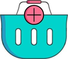 Add Shopping basket icon in pink and blue color. vector