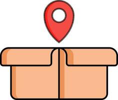 Parcel delivery location tracking icon in red and orange color. vector