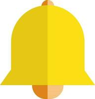 Yellow color of bell icon with half shadow for school concept. vector