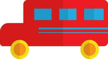 Bus icon with red color and blue window with half shadow. vector