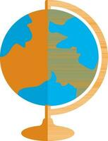 Earth globe icon with stand in half shadow. vector