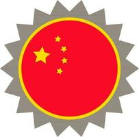 Chinese flag in badge icon in isolated. vector