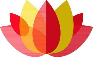 Lotus icon in red and yellow color with half shadow. vector