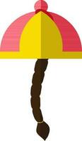 Chinese mandarin hat icon in color and half shadow. vector