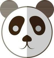 Cute panda bear face icon in half shadow. vector