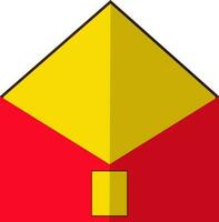 sobre icono en rojo y amarillo color con medio sombra. vector