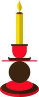 Burning candle icon with stand in half shadow. vector