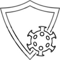 Line art illustration of Virus Protection Shield icon. vector