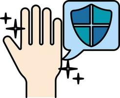 Clean Hand with Protection Shield Icon in Flat Style. vector