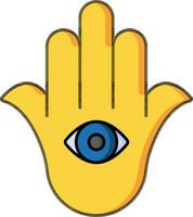 Hamsa icon in yellow and blue color. vector