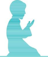 Praying Islamic Boy in sky blue color. vector