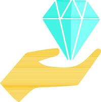 Diamond on hand icon for luxury concept with half shadow. vector