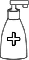 Hand wash or Sanitizer bottle icon in black outline. vector