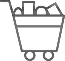 Line art illustration of shopping cart full icon. vector