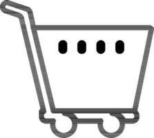 Shopping cart icon in black line art. vector