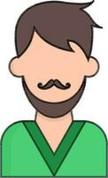 Illustration of Cartoon Bearded man character icon. vector