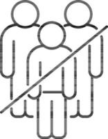 No crowd or Keep maintain social distancing icon in black outline. vector