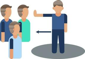 Hand pointing Stop Crowd or Keep Social Distancing icon in flat style. vector