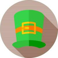 Leprechaun hat icon on brown circular background. vector