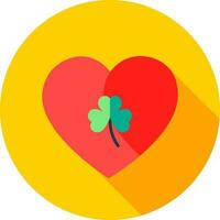 Clover leaf on heart shape icon or symbol. vector