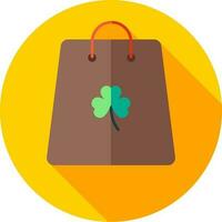 Clover leaf on Shopping Bag icon in flat style. vector