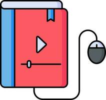 Online book play with mouse icon in flat style. vector