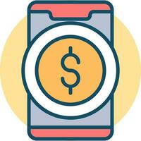 Illustration of Dollar money in mobile screen icon. vector