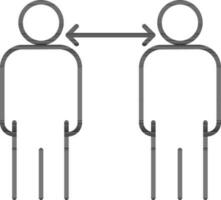 Line art illustration of Two Man Standing with Social Distancing. vector