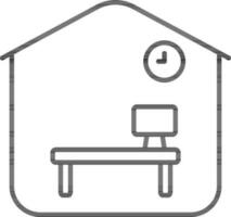 Black line art illustration of Office in Home icon. vector